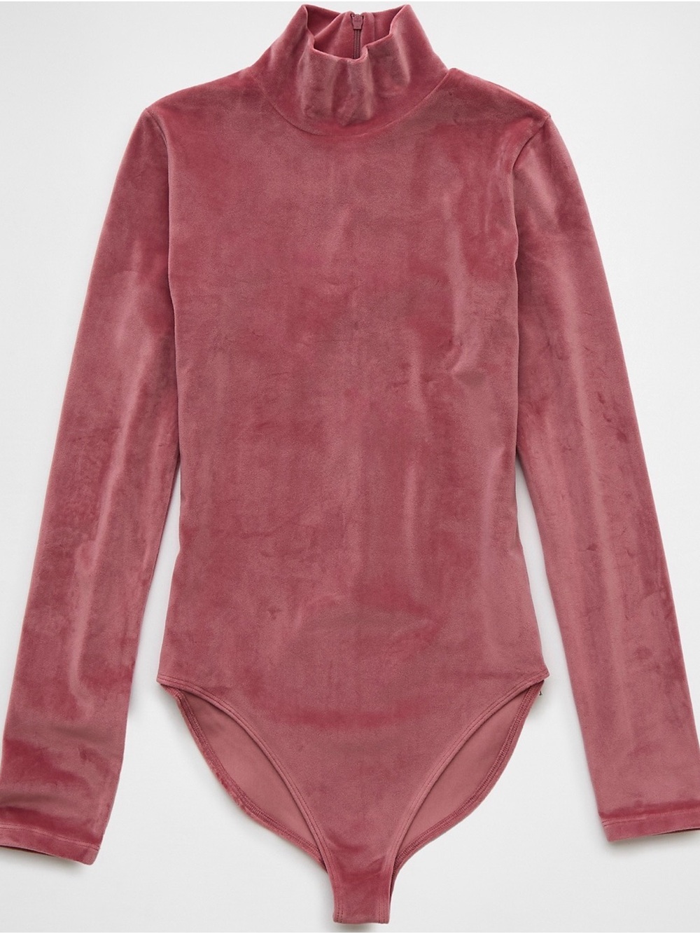 NWOT American Eagle Long Sleeve Velvet Mock Neck Bodysuit - Mauve Pink